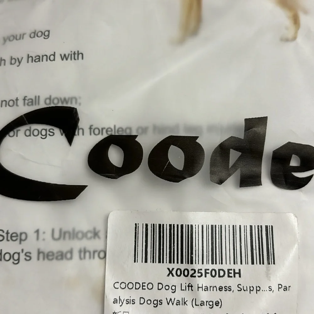 Coodeo Dog Lift Harness, Support & Recovery Sling, Pet Rehabilitation New Sz.L